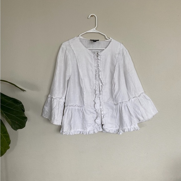 I•N•C white linen zip up jacket woman’s XL - Picture 1 of 7